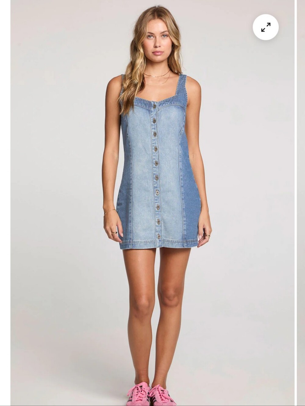 saltwater LUXE Zira Light Blue Denim Button Mini Dress